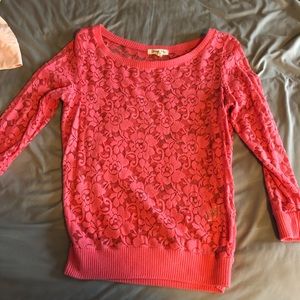 Pink see through flower top